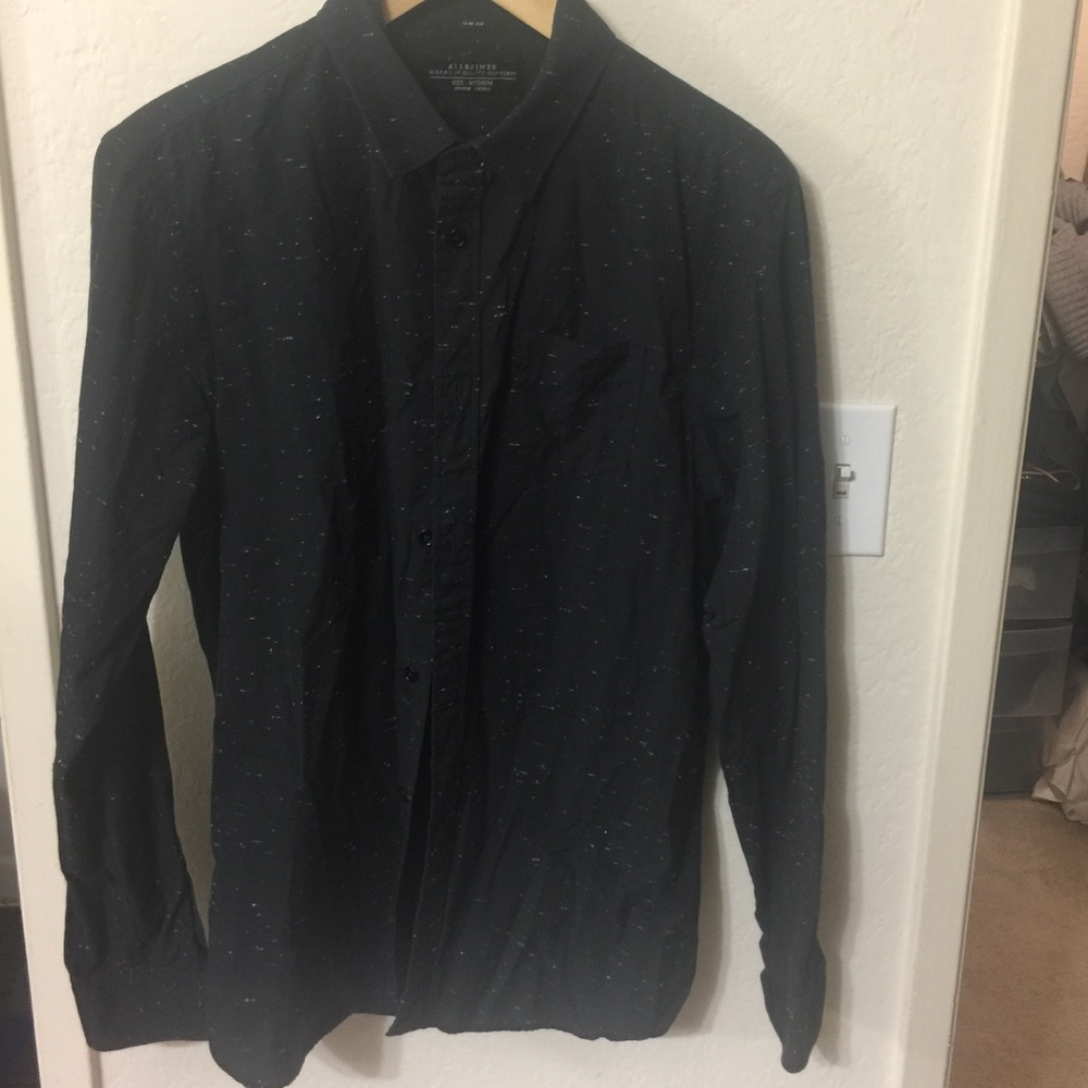 ALL SAINTS black with white fleck shirt size M